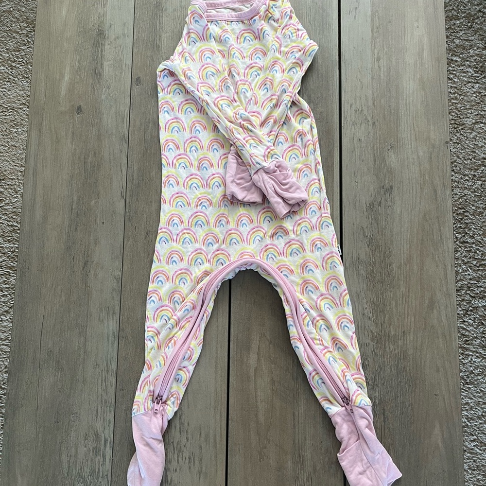 Little Sleepies Pink rainbow bamboo pajamas